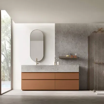 Floor standing bathroom cabinet Soul 15 in lacquered oak by Arcom