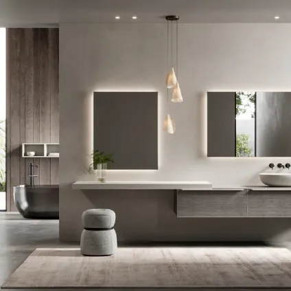 Suspended bathroom vanity Testadura 04 by Inda