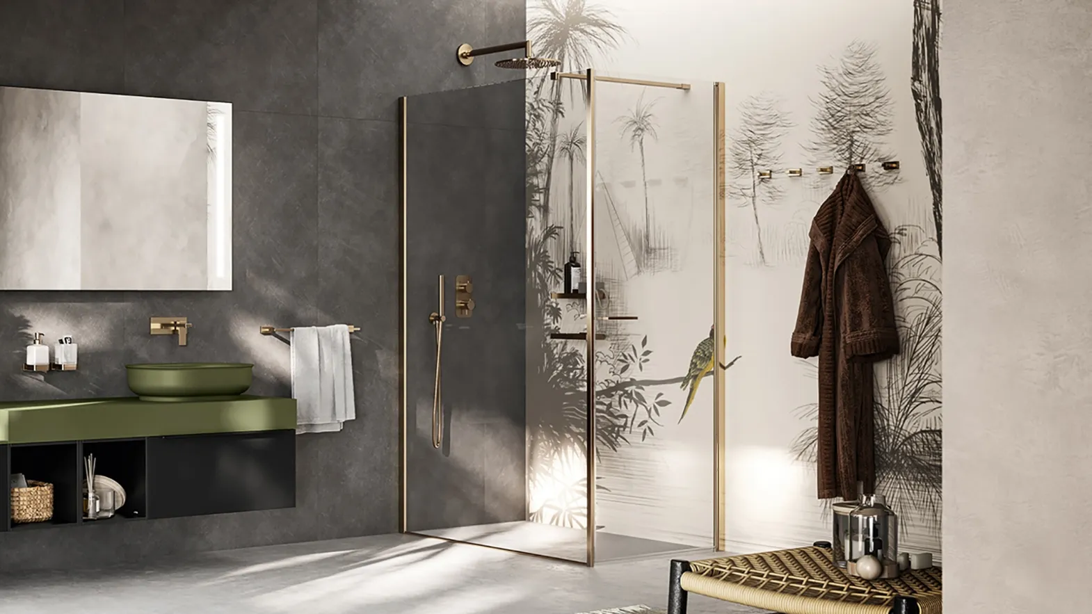 Walk In shower enclosure with hinged door by Inda.
