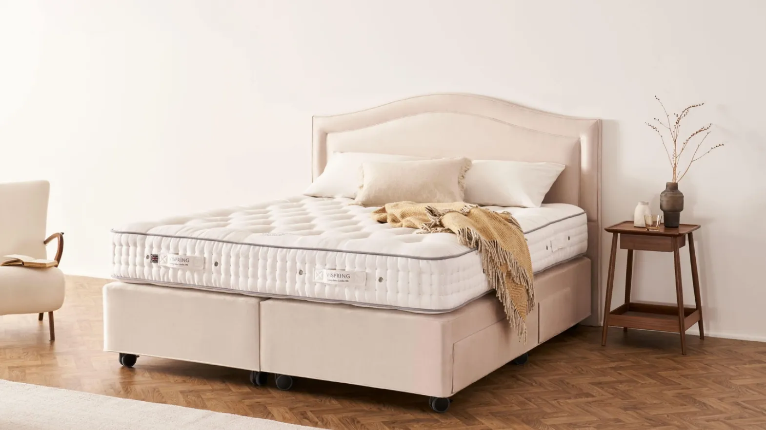 Artemis leather bed by Vispring.