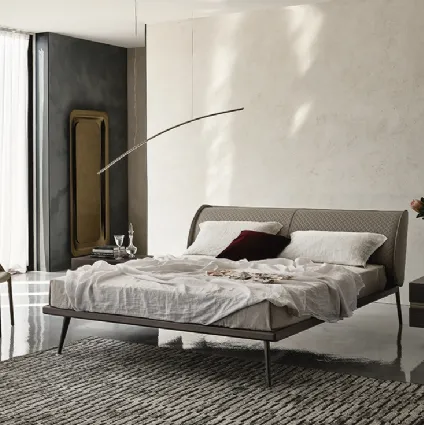 Ayrton upholstered bed with quilted headboard by Cattelan Italia