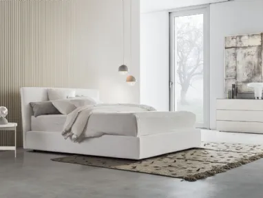 Fabric bed with Beta Up storage box by Pianca