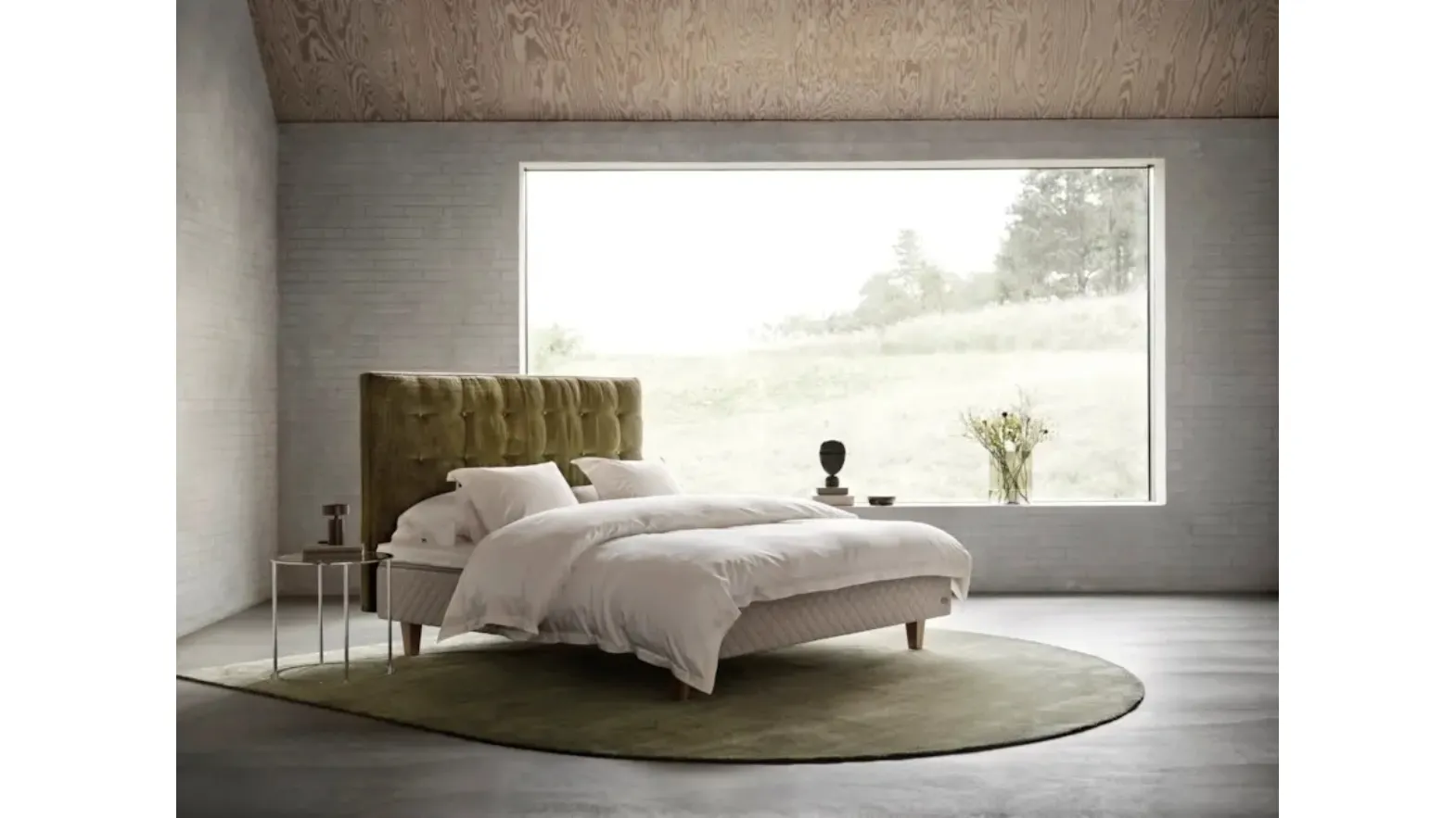 Double bed with Dante headboard by Duxiana