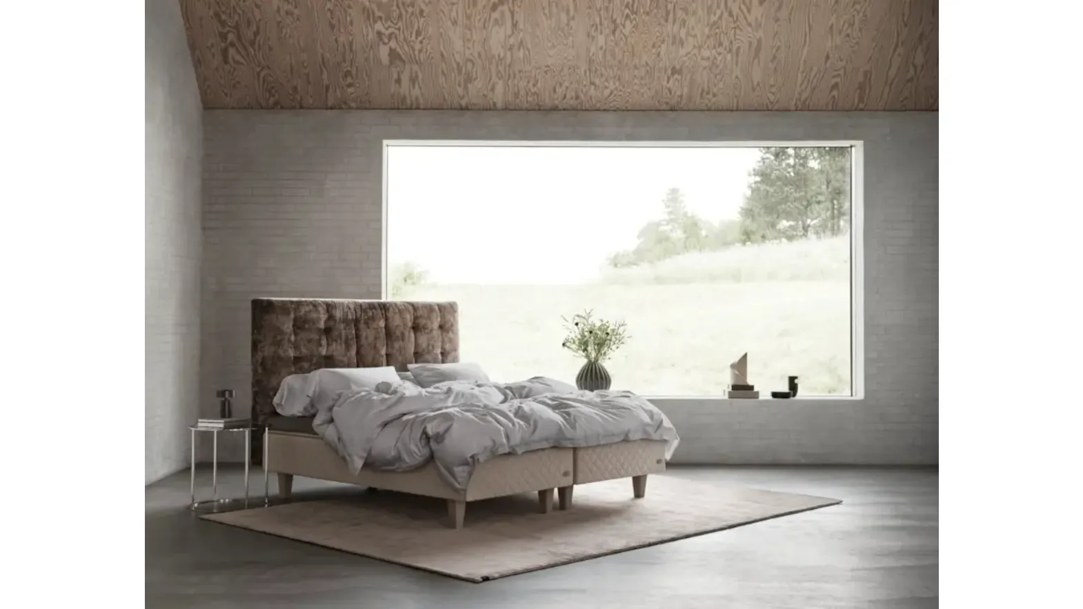 Double bed with Dante headboard by Duxiana