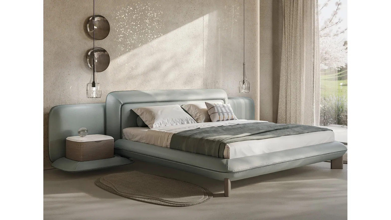 Natuzzi's Flow leather bed.