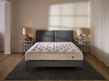 Katherine fabric bed by Vispring.