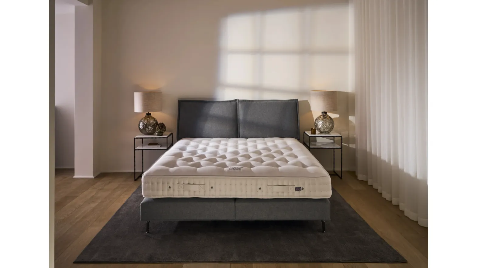 Katherine fabric bed by Vispring.
