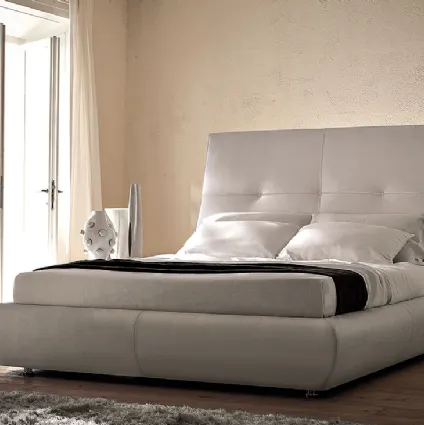 Bed in white leather Matiss by Cattelan Italy