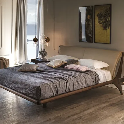 Nelson Cattelan Italia bed with wooden frame and headboard in eco-leather