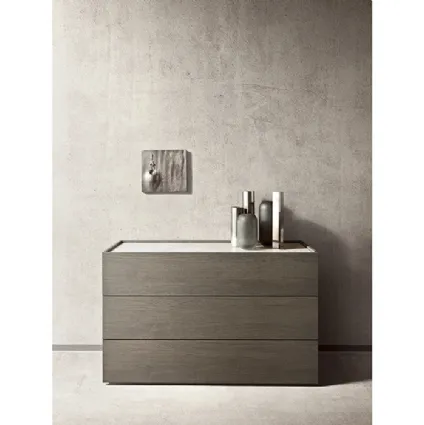 Modern chest of drawers in wood and top in Atlante di Pianca marble