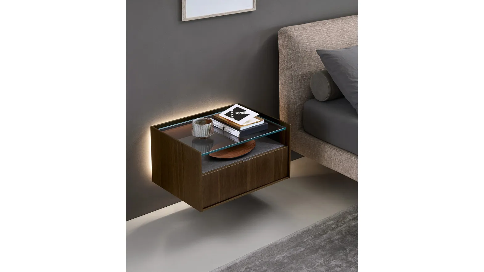 Cabaret Glass bedside table by Sangiacomo.