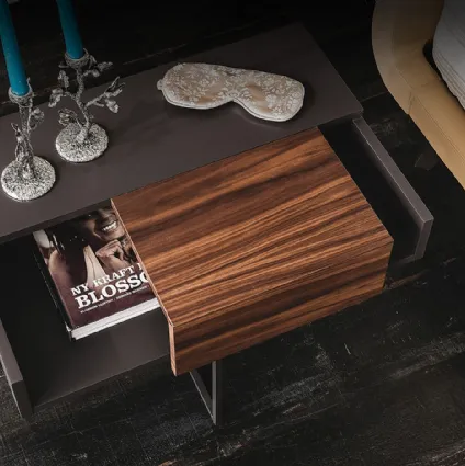 Wooden bedside table with Dante steel structure by Cattelan Italia