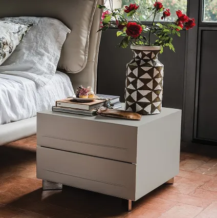 Wooden bedside table covered in Dyno eco-leather Cattelan Italia