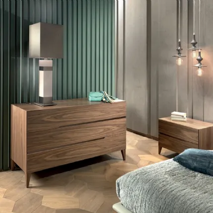 Solid walnut night group Leonardo L323N by Arte Brotto