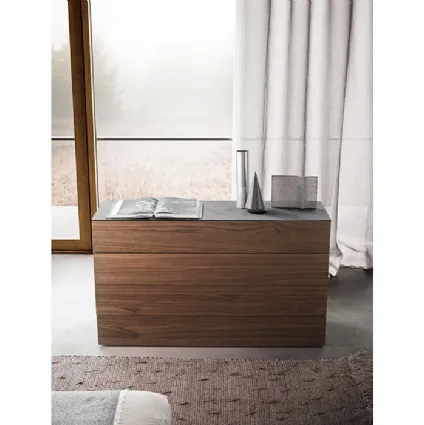 Chest of drawers with 3 drawers in wood with Spazio stone top by Pianca