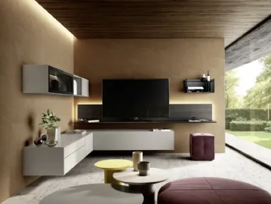 Corner fitted wall unit Domino 05 by Sangiacomo.