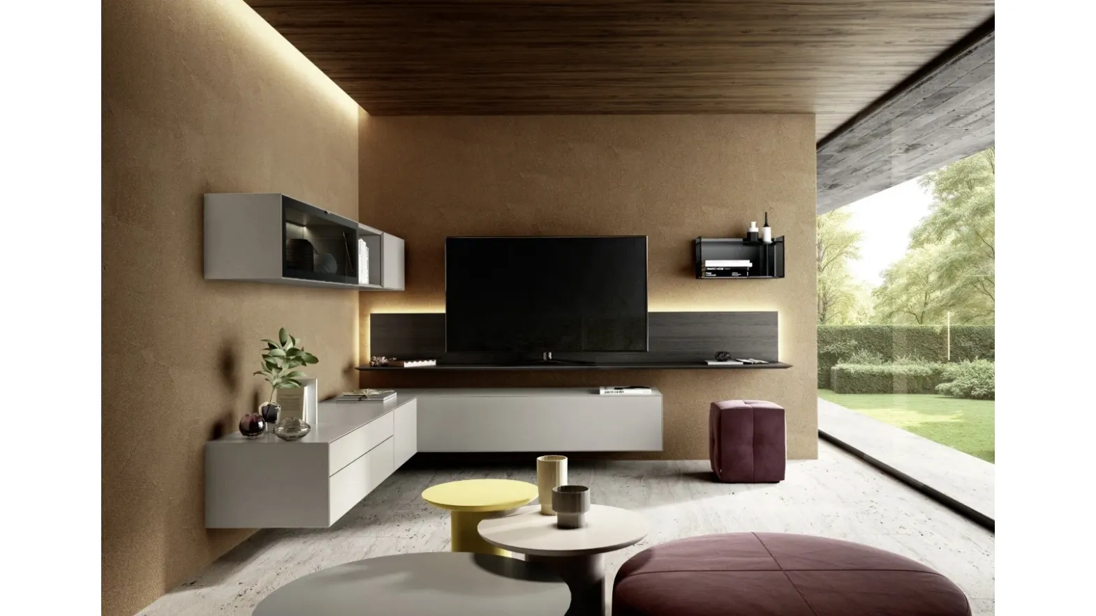 Corner fitted wall unit Domino 05 by Sangiacomo.