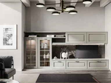 Living Asolo fitted wall unit made of solid ash by Arredo3