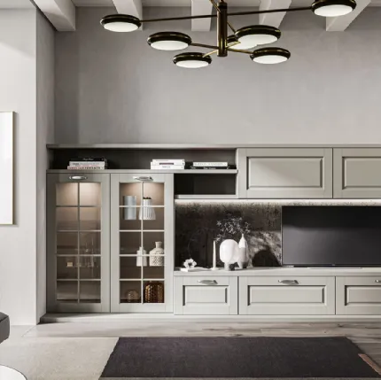 Living Asolo fitted wall unit made of solid ash by Arredo3