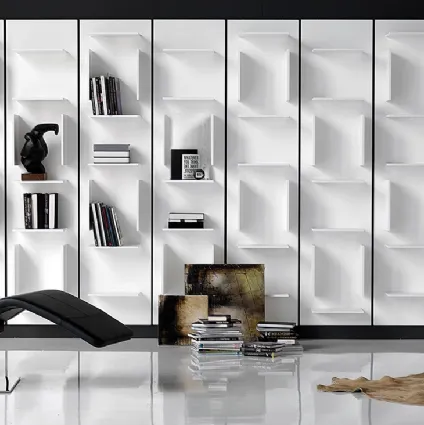 Fifty modular wall bookcase in white lacquered wood by Cattelan Italia