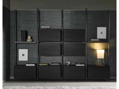 Hector bookcase in aluminum and wood by Molteni & C