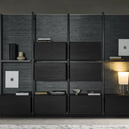 Hector bookcase in aluminum and wood by Molteni & C