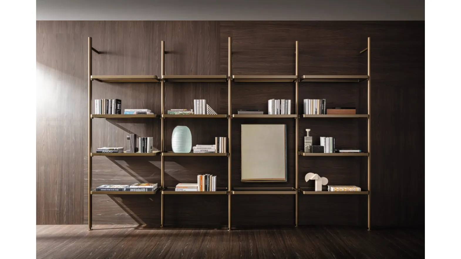 Hector bookcase in aluminum by Molteni & C