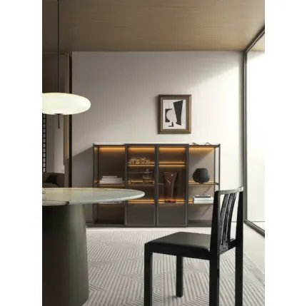 Logos Set 04 Bookcase in Wood with Glass Doors by Molteni & C