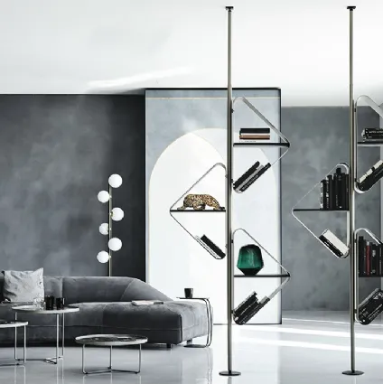 Bookcase in metal with shelves in wood Spinnaker from Cattelan Italia