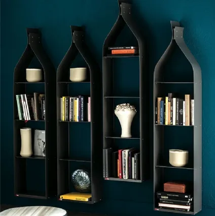 Swing graphite painted steel bookcase by Cattelan Italia