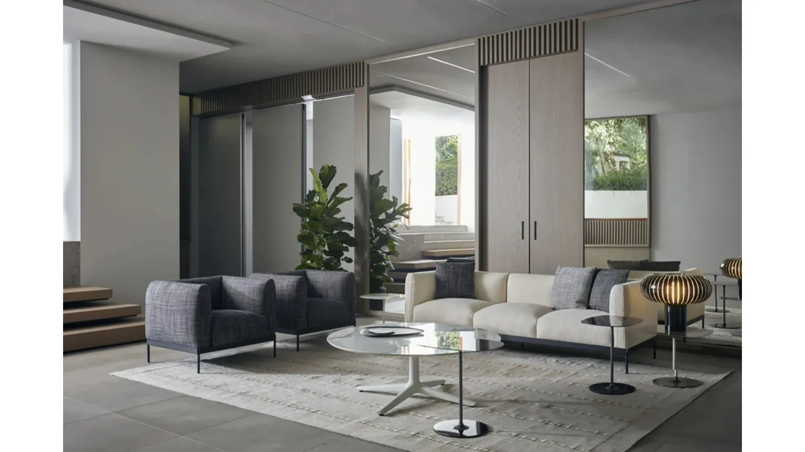 Living room in Kartell's Asia fabric