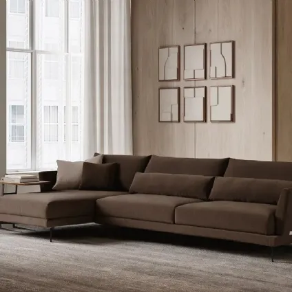 Fabric sofa with chaise longue Elton by Doimo Salotti.