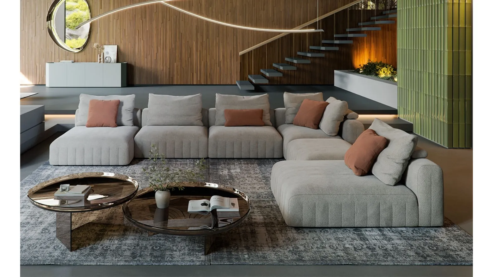 Gibson sofa with chaise longue by Cattelan Italia