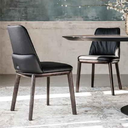 Chair with ash structure and Belinda eco-leather upholstery by Cattelan Italia