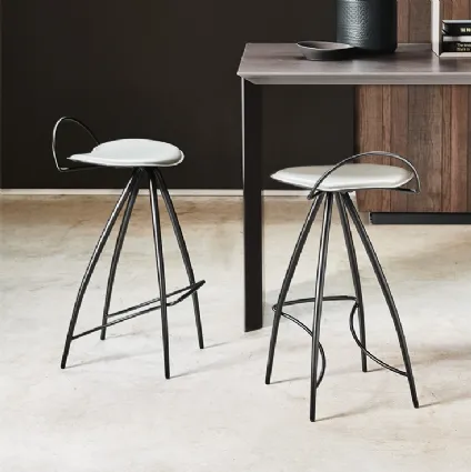 Steel stool with Coco leather seat by Cattelan Italia