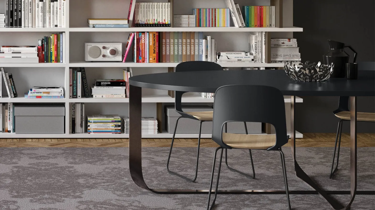Cora chair in polyamide with wooden seat and metal legs by Pianca