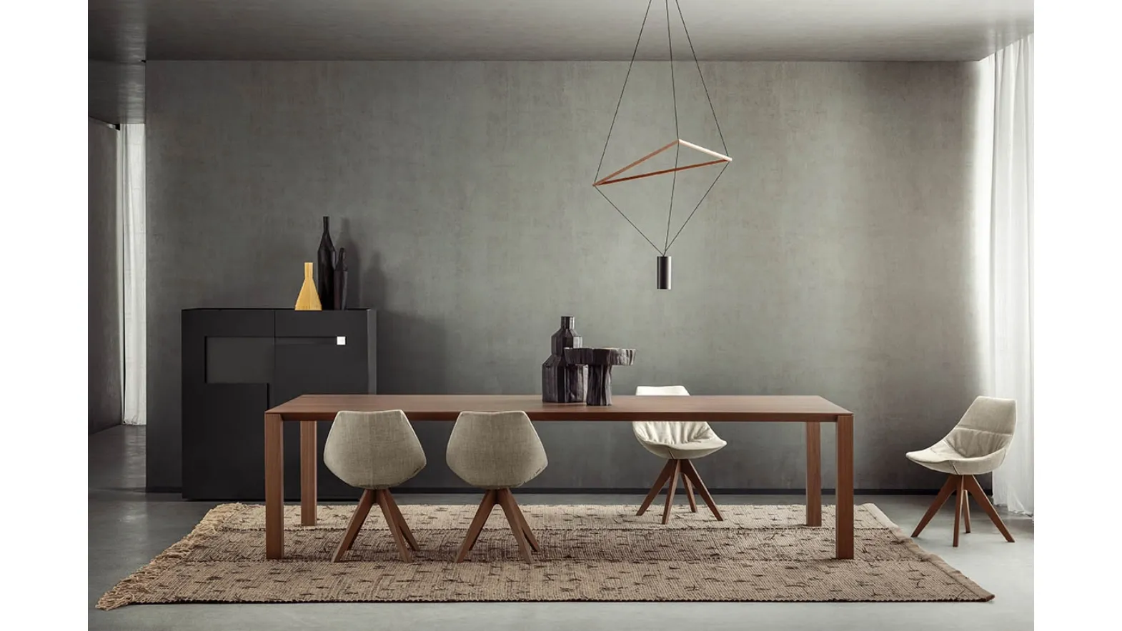 Pianca Gamma upholstered fabric chair with wooden legs