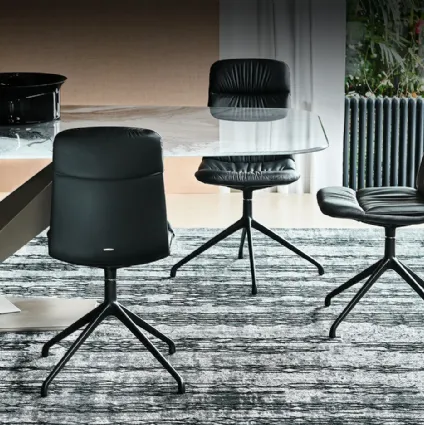Steel chair with Kelly leather upholstery by Cattelan Italia