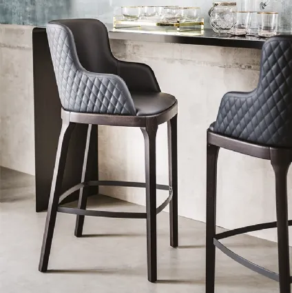 Magda Couture stool with quilted backrest by Cattelan Italia