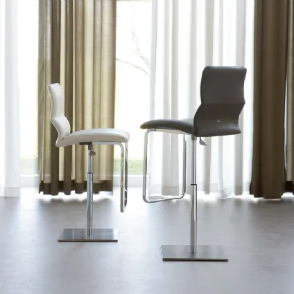 Victor steel stool with leather seat by Cattelan Italia