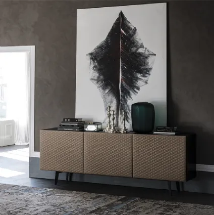 Sideboard in wood with panels covered in faux leather Absolut by Cattelan Italia