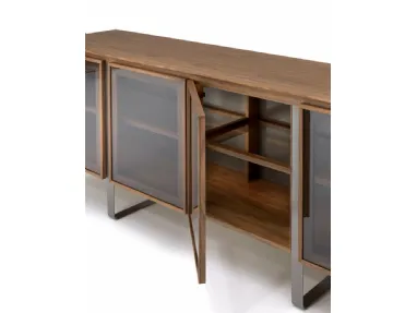Leonardo L415 wooden sideboard with glass by Arte Brotto.