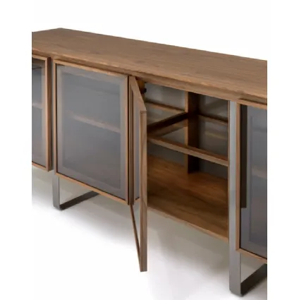 Leonardo L415 wooden sideboard with glass by Arte Brotto.