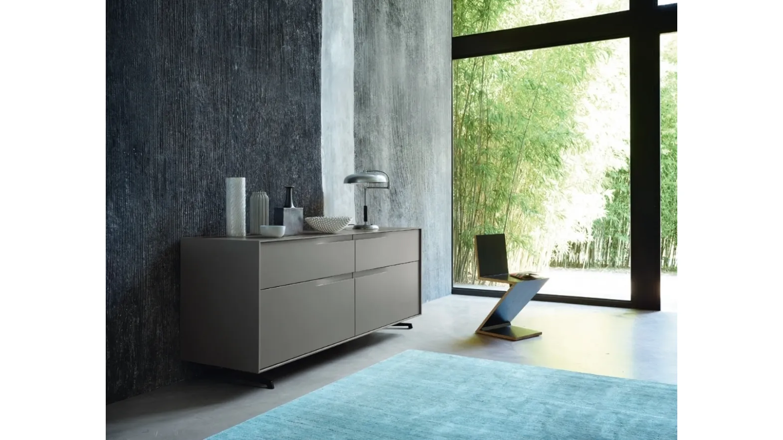 Sideboard Vela 01 in Slate lacquered by Sangiacomo