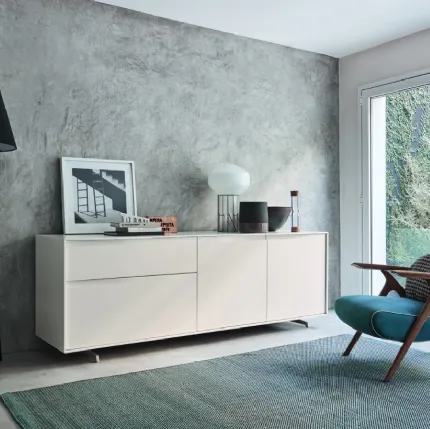 Media cabinet Vela 02 in Magnolia lacquered finish by Sangiac