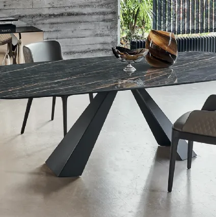 Fixed table with top in marble and steel base Eliot Keramik from Cattelan Italia