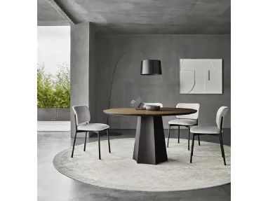 Round Polyhedron table in Thermally Treated Oak by Sangiacomo