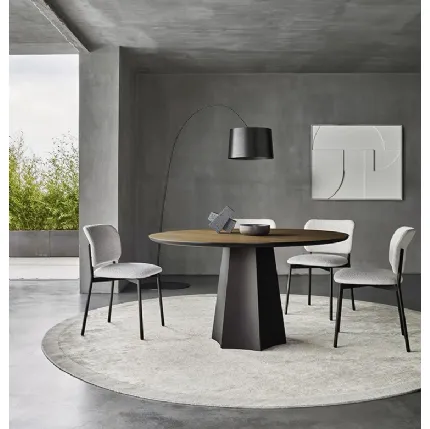 Round Polyhedron table in Thermally Treated Oak by Sangiacomo