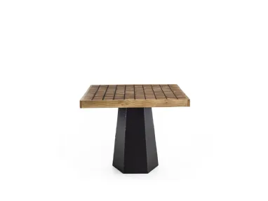 Solid cedar wood chessboard table with a Riva1920 iron base.