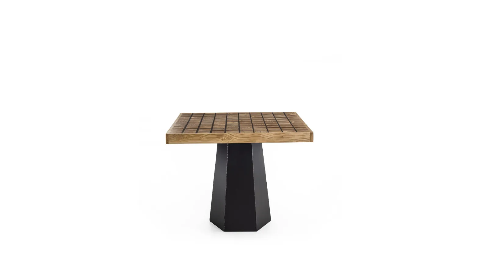 Solid cedar wood chessboard table with a Riva1920 iron base.